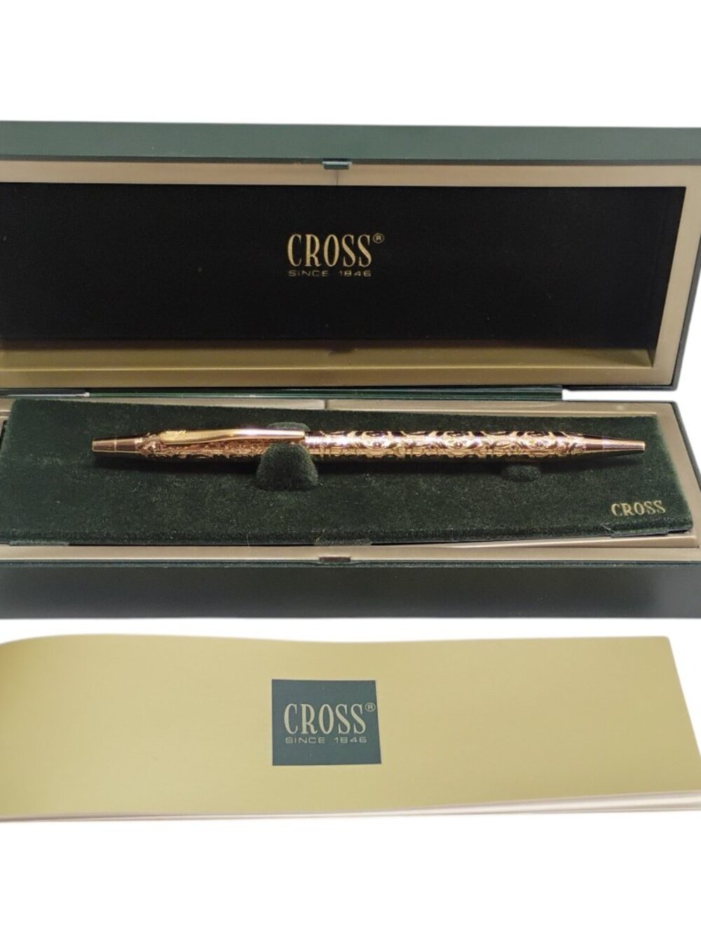Vintage Cross 402-6 Jewelers Tapestry Gold Ballpoint Pen in Box with Booklet